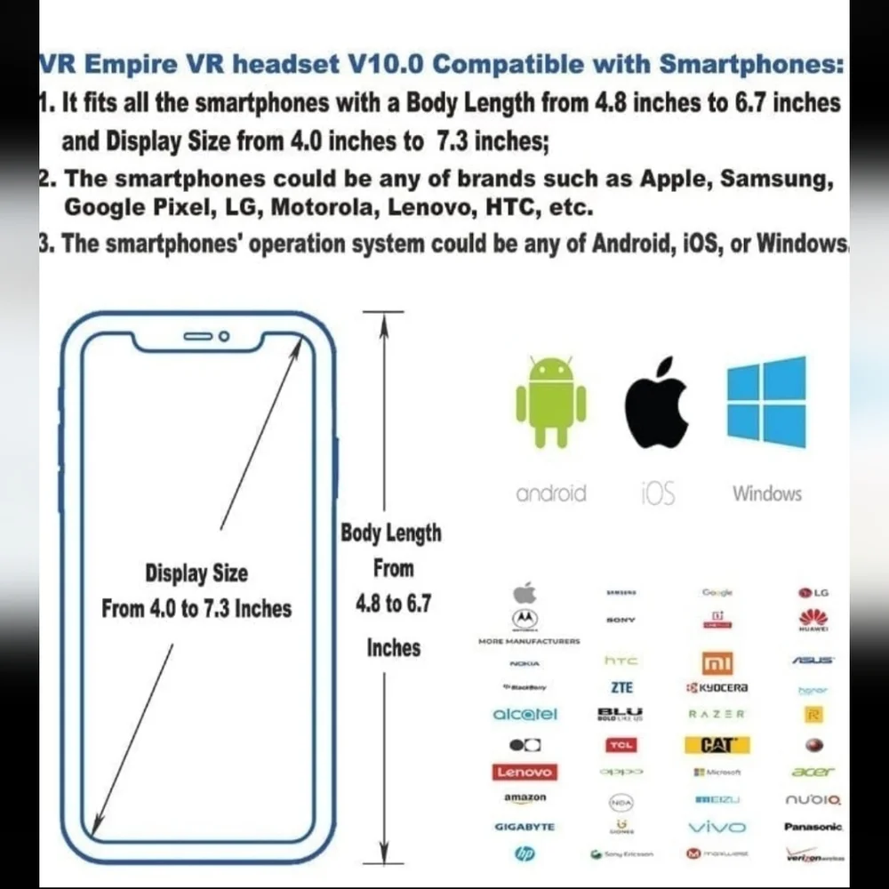 VR Virtual Reality Headset with Headphones and Remote